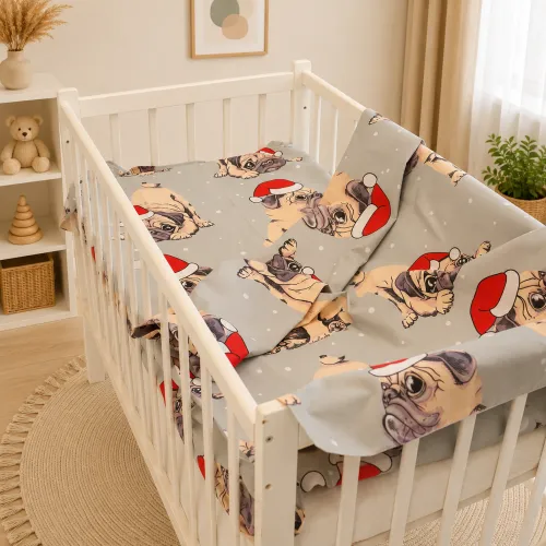 Комплект постельного белья Ranforce Elite BABY 17-0599 New Year's pug Grey - 5