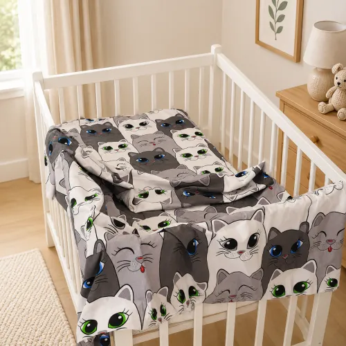Комплект постельного белья Ranforce Elite BABY 17-0635 Кіт Батон Сірий - 5