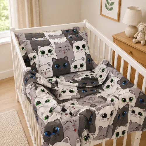 Комплект постельного белья Ranforce Elite BABY 17-0635 Кіт Батон Сірий - 1