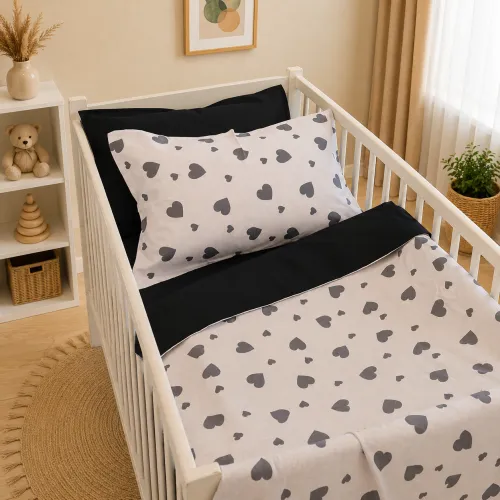 Комплект постільної білизни Бязь LITTLE KIDS 17-0669 Black and White Love - 1