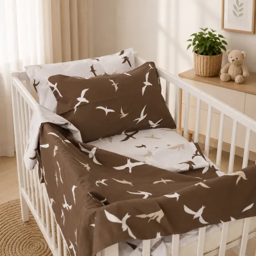 Комплект постельного белья Ranforce Elite BABY 17-0826 Flying birds brown - 1