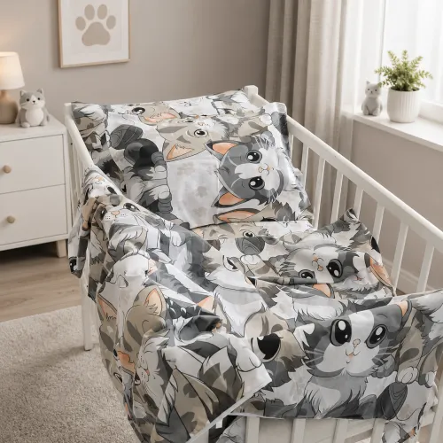 Комплект постельного белья  Бязь BABY 17-0970 Cuddle Cats - 1