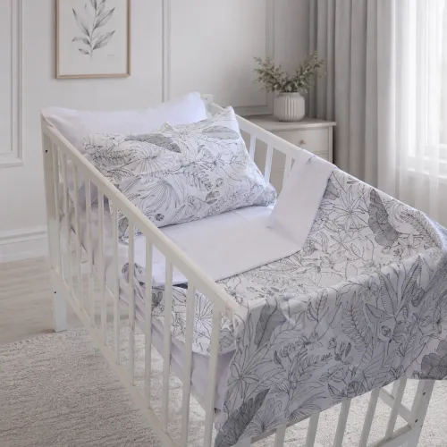 Комплект постельного белья Сатин LITTLE KIDS 22-1427 Leafsong white - 1