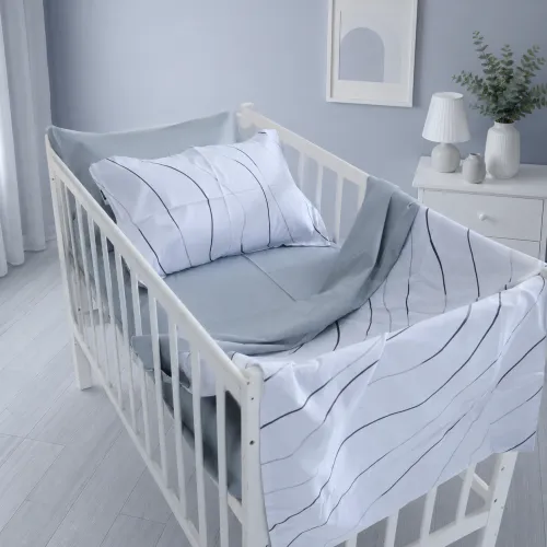 Комплект постельного белья Сатин LITTLE KIDS 22-1436 Gray Line - 1