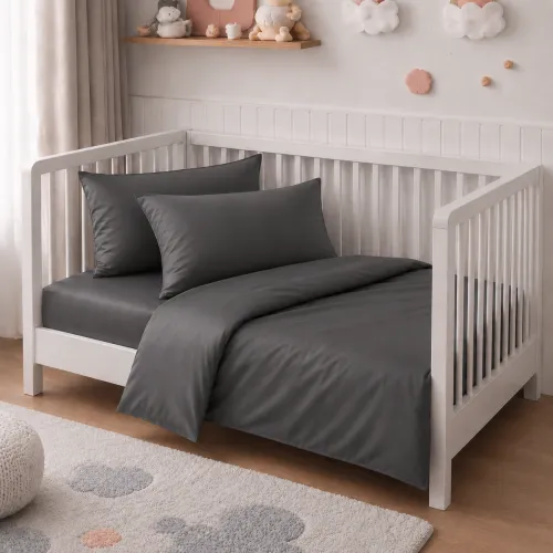 Комплект постельного белья Сатин BABY Satin Light Pro 10-005 Dark Gray - 1