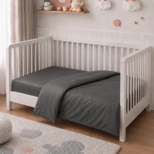 Комплект постельного белья Сатин BABY Satin Light Pro 10-005 Dark Gray - 5