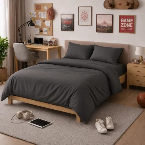 Комплект постельного белья Сатин TEENAGER Satin Light Pro 10-005 Dark Gray - 1