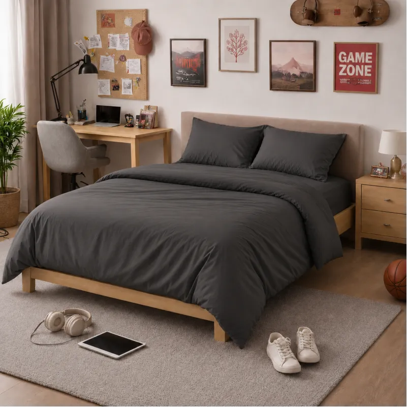Комплект постельного белья Сатин TEENAGER Satin Light Pro 10-005 Dark Gray