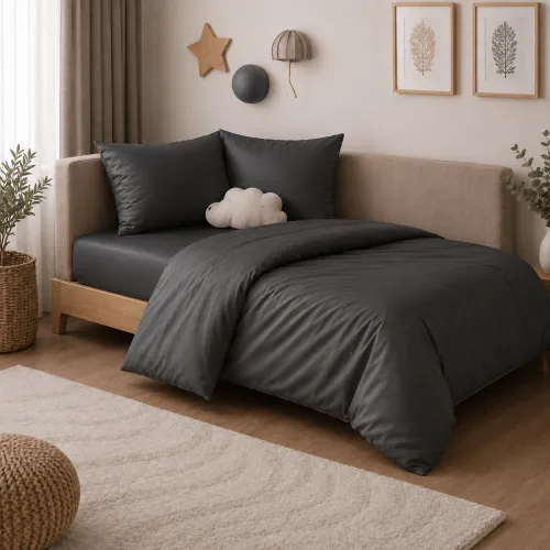 Комплект постельного белья Сатин JUNIOR Satin Light Pro 10-005 Dark Gray - 1
