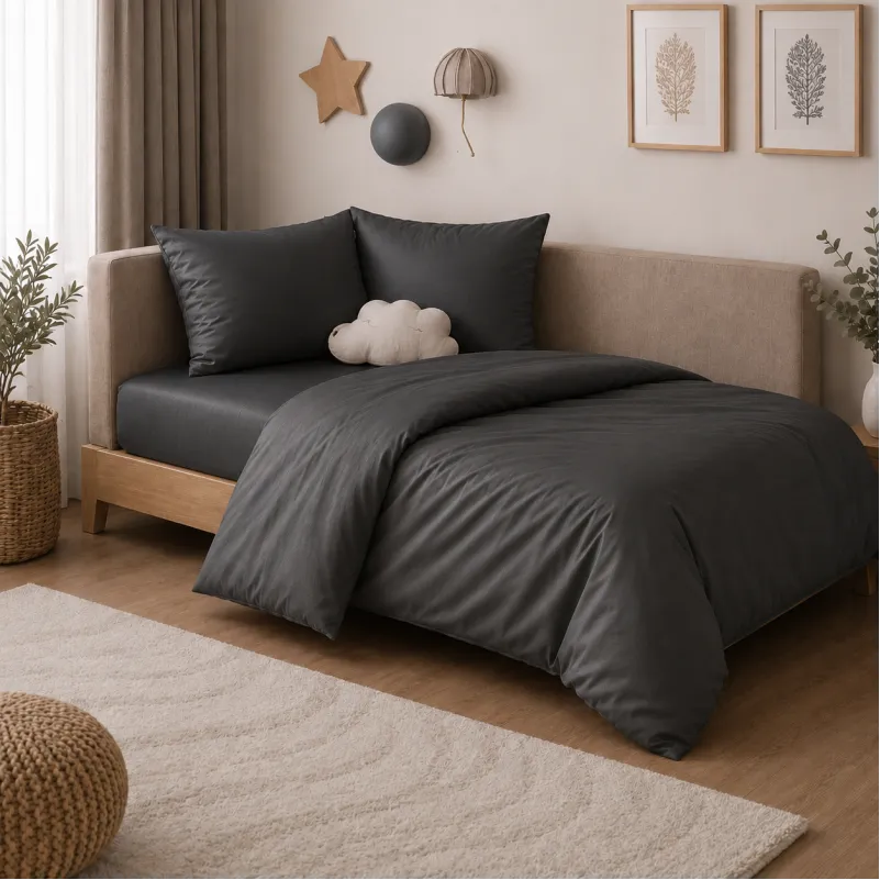 Комплект постельного белья Сатин JUNIOR Satin Light Pro 10-005 Dark Gray