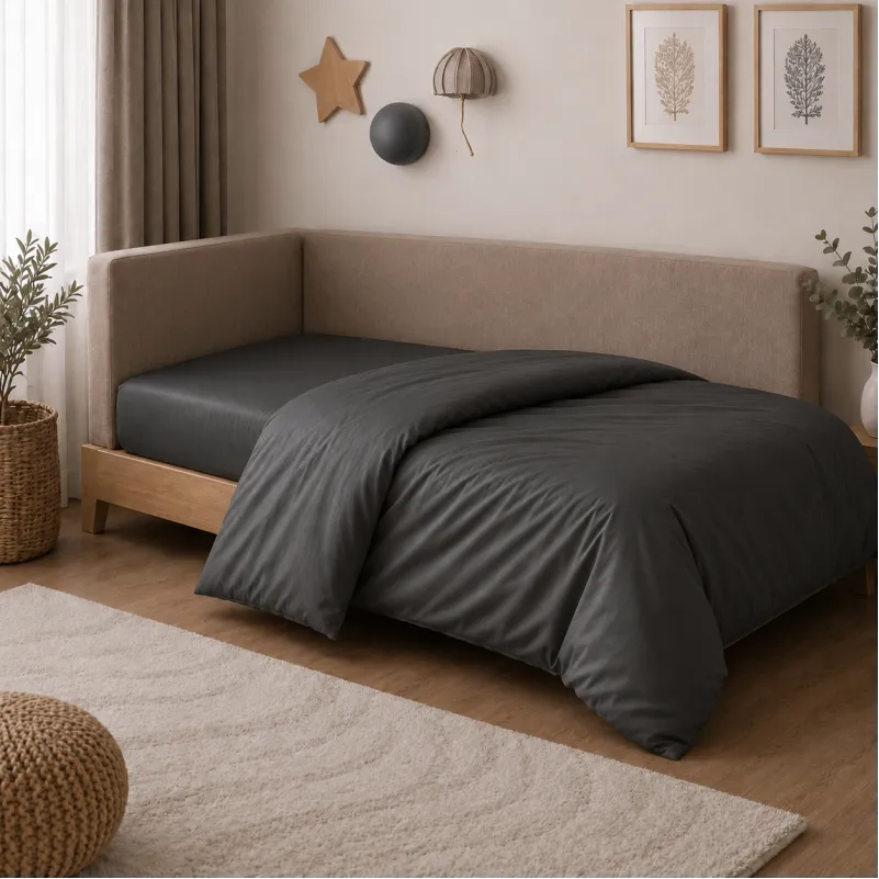 Комплект постельного белья Сатин JUNIOR Satin Light Pro 10-005 Dark Gray Фото - 7