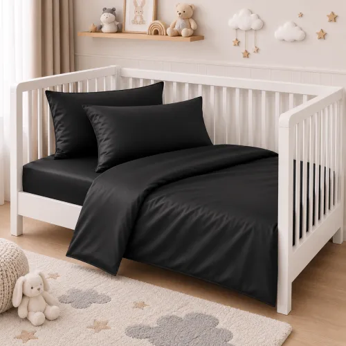 Комплект постельного белья Сатин BABY Satin Light Pro 10-006 Black - 1