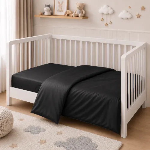 Комплект постельного белья Сатин BABY Satin Light Pro 10-006 Black - 5