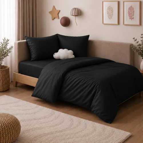 Комплект постельного белья Сатин JUNIOR Satin Light Pro 10-006 Black - 1