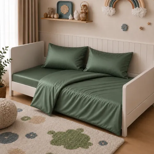Комплект постельного белья Сатин LITTLE KIDS Satin Light Pro 10-017 Green Olive - 1