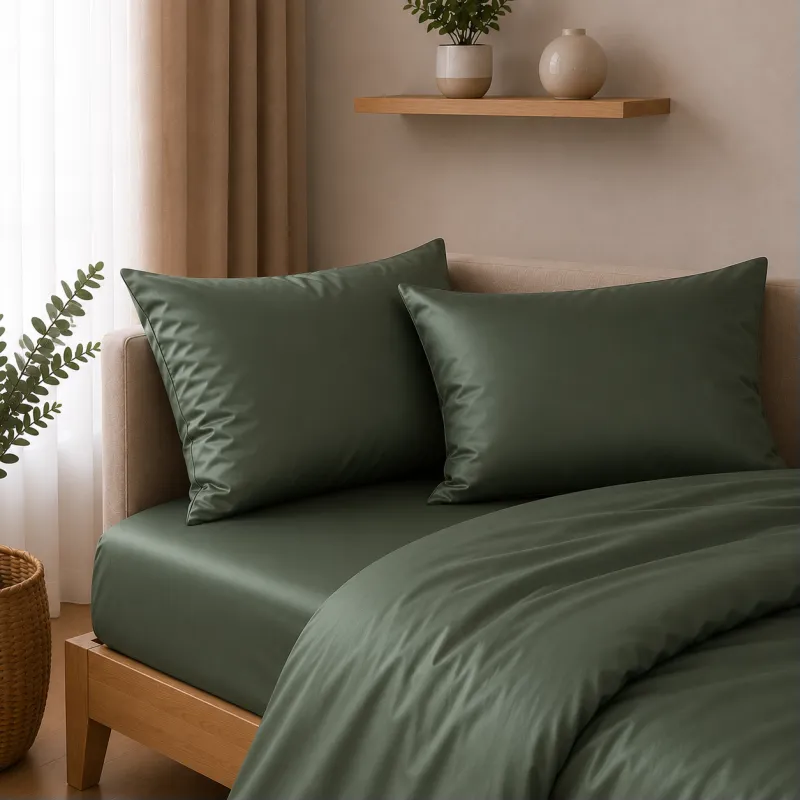 Комплект постільної білизни Сатин JUNIOR Satin Light Pro 10-017 Green Olive Фото - 7