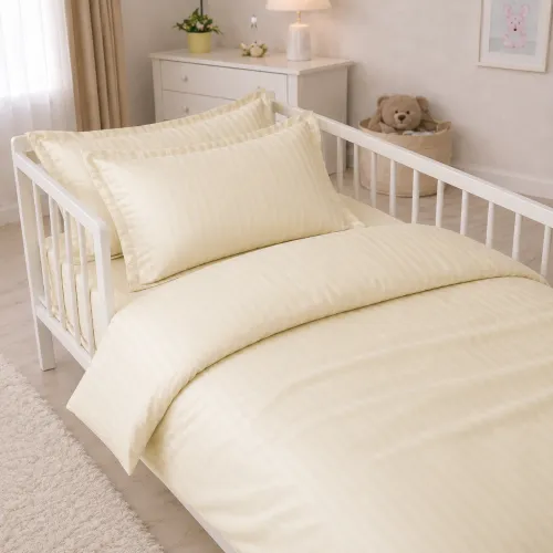 Комплект постельного белья Сатин LITTLE KIDS Satin Stripe 30-0002 Soft Yellow - 1