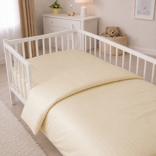 Комплект постельного белья Сатин LITTLE KIDS Satin Stripe 30-0002 Soft Yellow - 5
