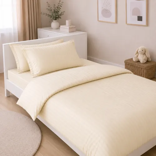 Комплект постельного белья Сатин JUNIOR Satin Stripe 30-0002 Soft Yellow - 1