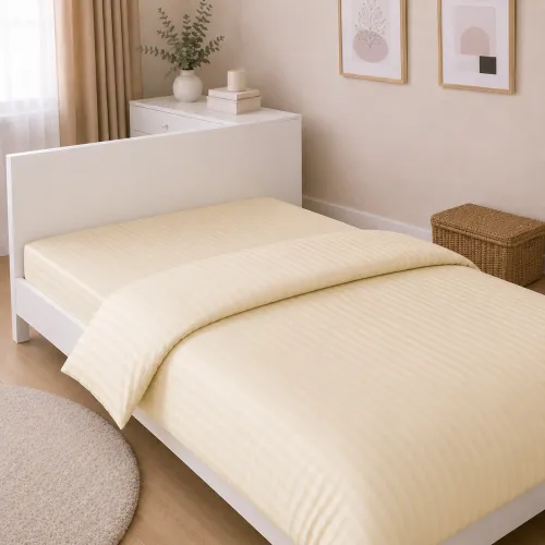 Комплект постельного белья Сатин JUNIOR Satin Stripe 30-0002 Soft Yellow - 5