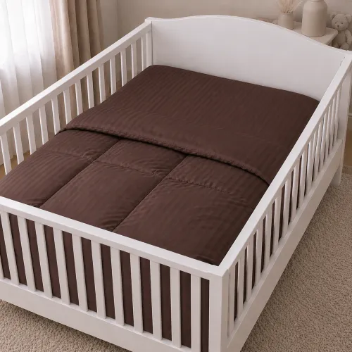 Комплект постельного белья Сатин BABY Satin Stripe 30-0006 Dark Brown - 5