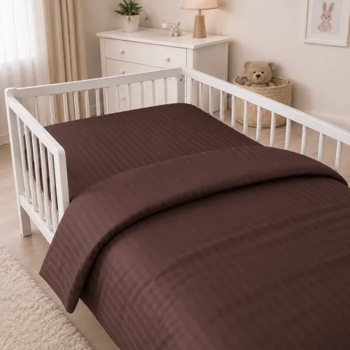 Комплект постельного белья Сатин LITTLE KIDS Satin Stripe 30-0006 Dark Brown - 5