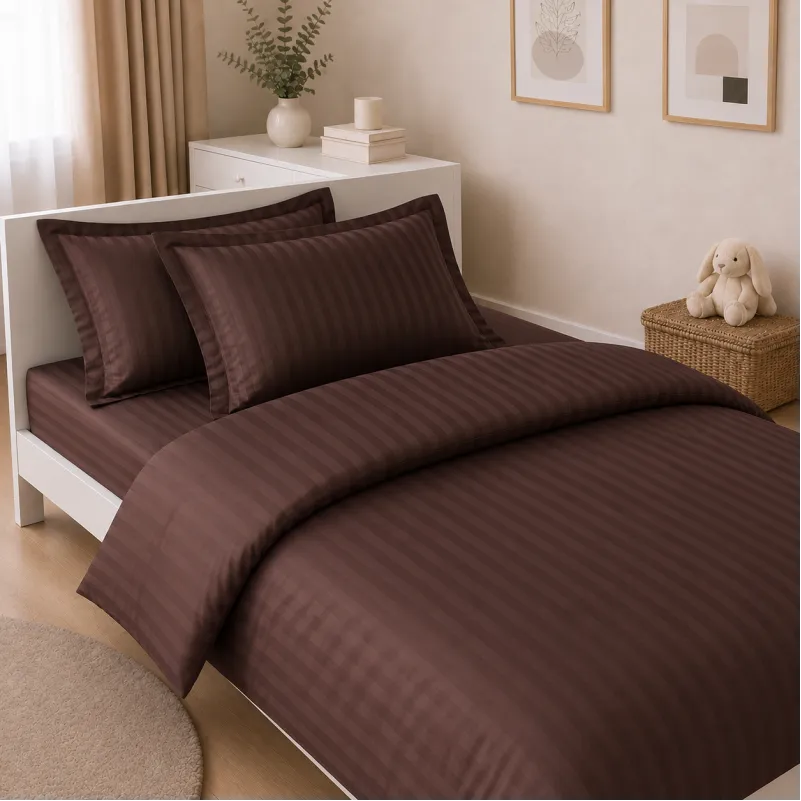 Комплект постільної білизни Сатин JUNIOR Satin Stripe 30-0006 Dark Brown
