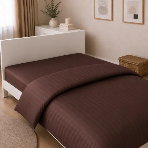 Комплект постельного белья Сатин JUNIOR Satin Stripe 30-0006 Dark Brown - 5
