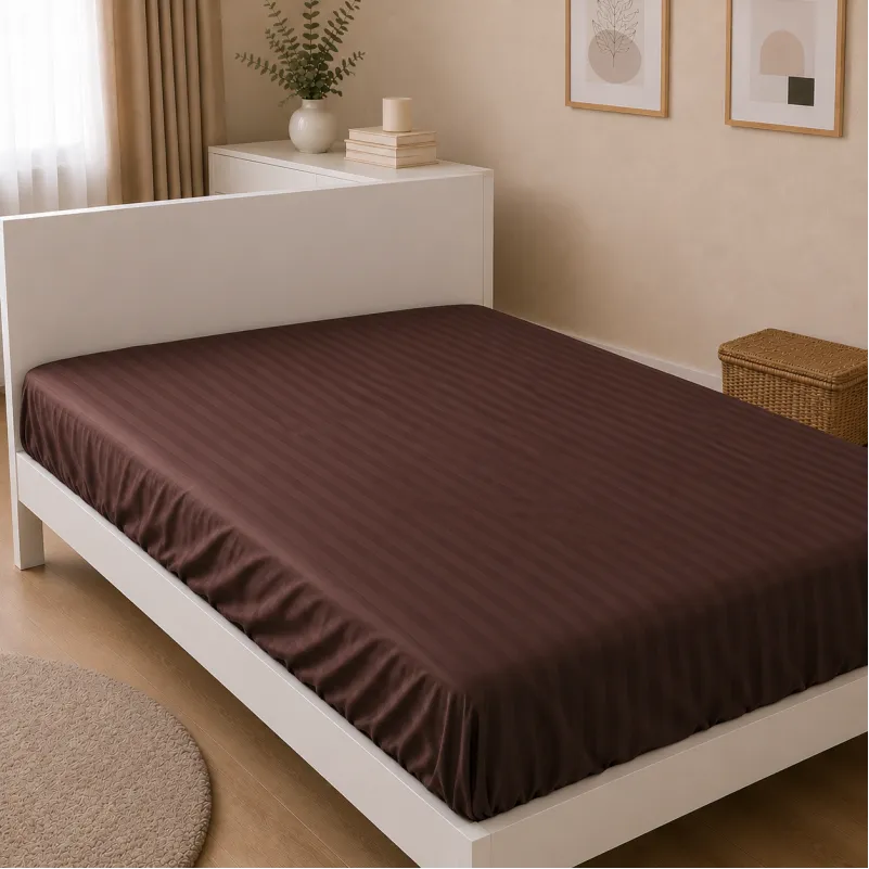 Комплект постільної білизни Сатин JUNIOR Satin Stripe 30-0006 Dark Brown Фото - 6