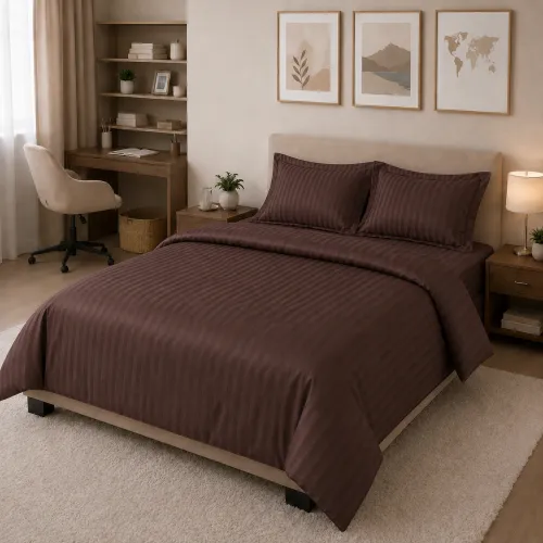 Комплект постільної білизни Сатин TEENAGER Satin Stripe 30-0006 Dark Brown - 1