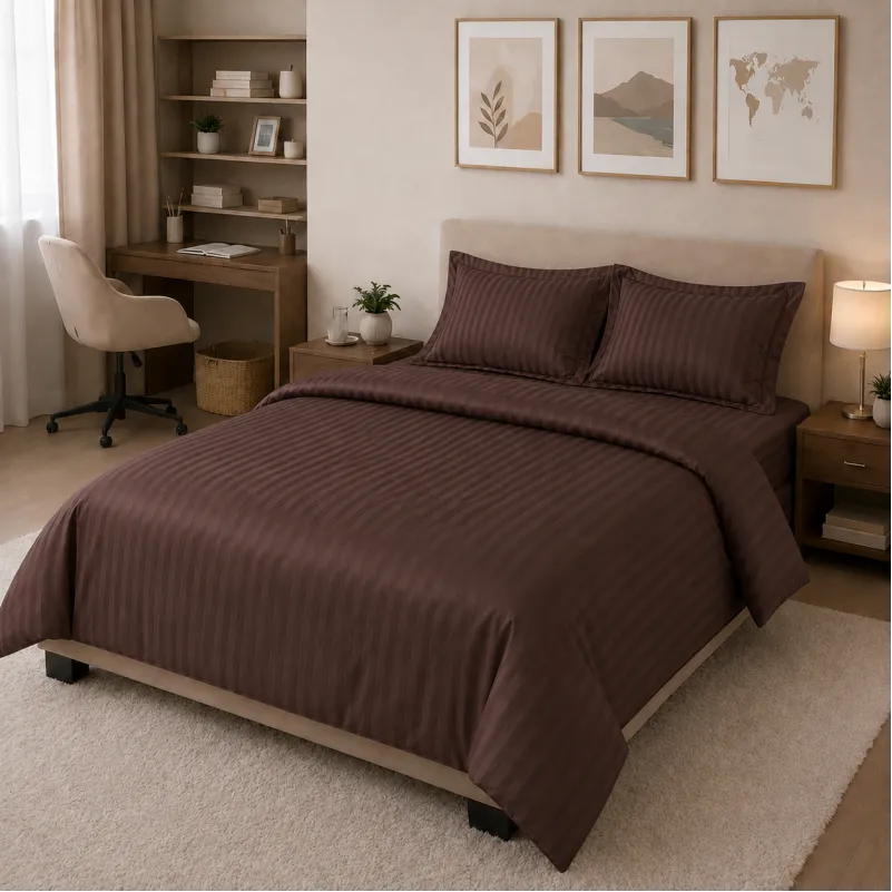 Комплект постільної білизни Сатин TEENAGER Satin Stripe 30-0006 Dark Brown