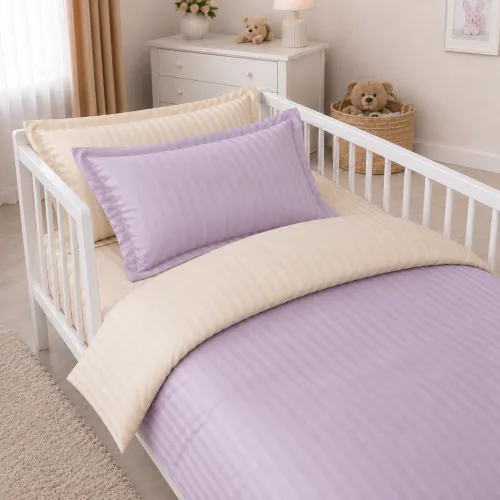 Комплект постельного белья Сатин LITTLE KIDS Satin Stripe 30-0007 + 30-0004 Evanjalin - 1