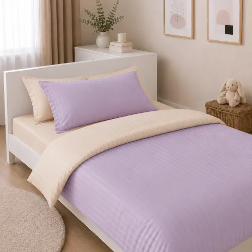 Комплект постельного белья Сатин JUNIOR Satin Stripe 30-0007 + 30-0004 Evanjalin - 1