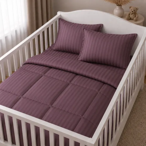Комплект постельного белья Сатин BABY Satin Stripe 30-0008 Smoky Pink - 1