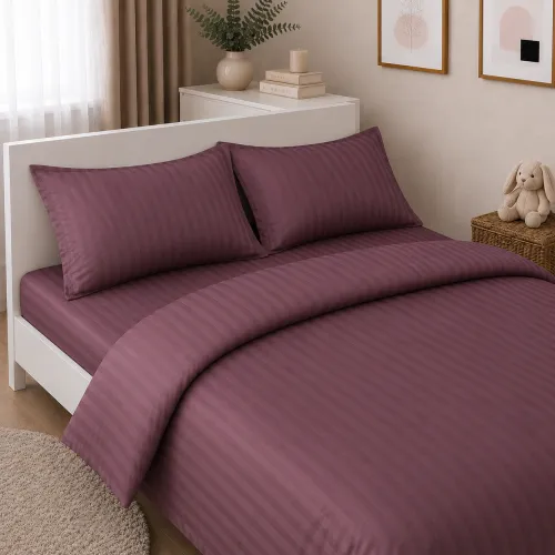 Комплект постельного белья Сатин JUNIOR Satin Stripe 30-0008 Smoky Pink - 1
