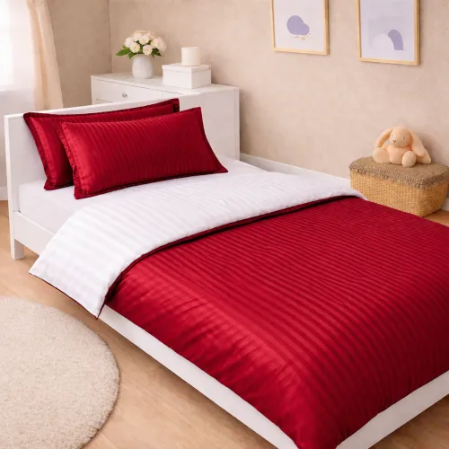 Комплект постельного белья Сатин JUNIOR Satin Stripe 30-0018 + 30-0001 Feinarina