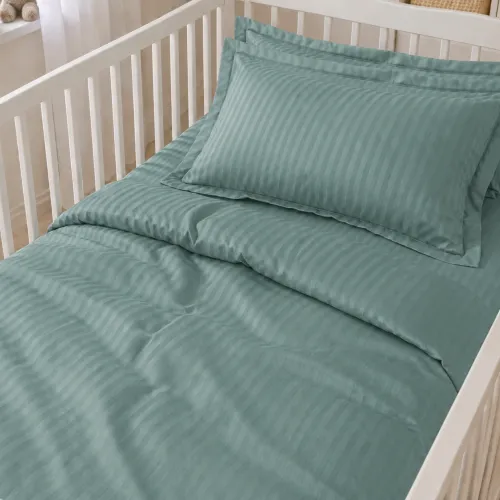 Комплект постельного белья Сатин BABY Satin Stripe 30-0015 Green Wave - 1