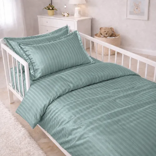 Комплект постільної білизни Сатин LITTLE KIDS Satin Stripe 30-0015 Green Wave - 1
