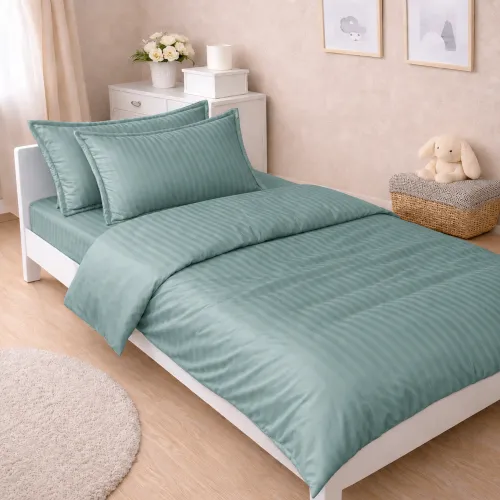 Комплект постельного белья Сатин JUNIOR Satin Stripe 30-0015 Green Wave - 1