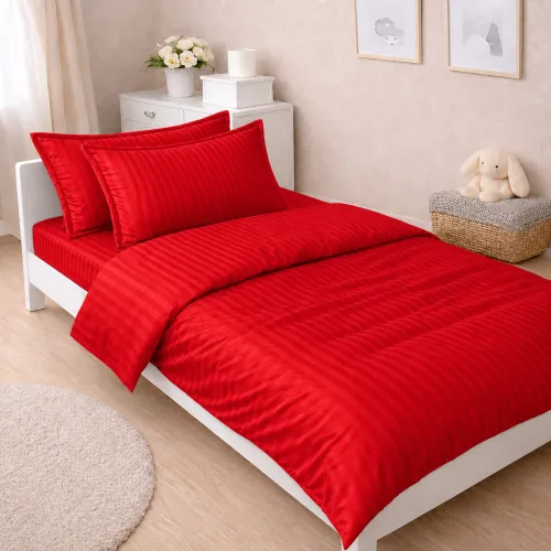 Комплект постельного белья Сатин JUNIOR Satin Stripe 30-0018 Red - 1