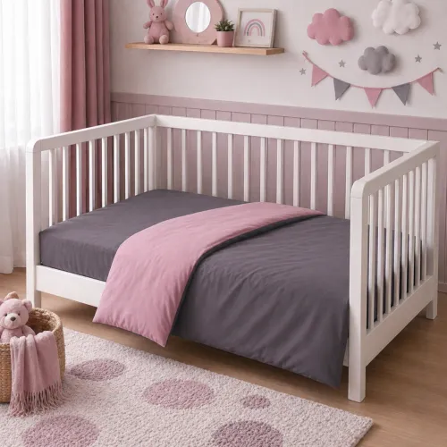 Комплект постельного белья  BABY Фланель 001-008 Ash grey/Pink - 5