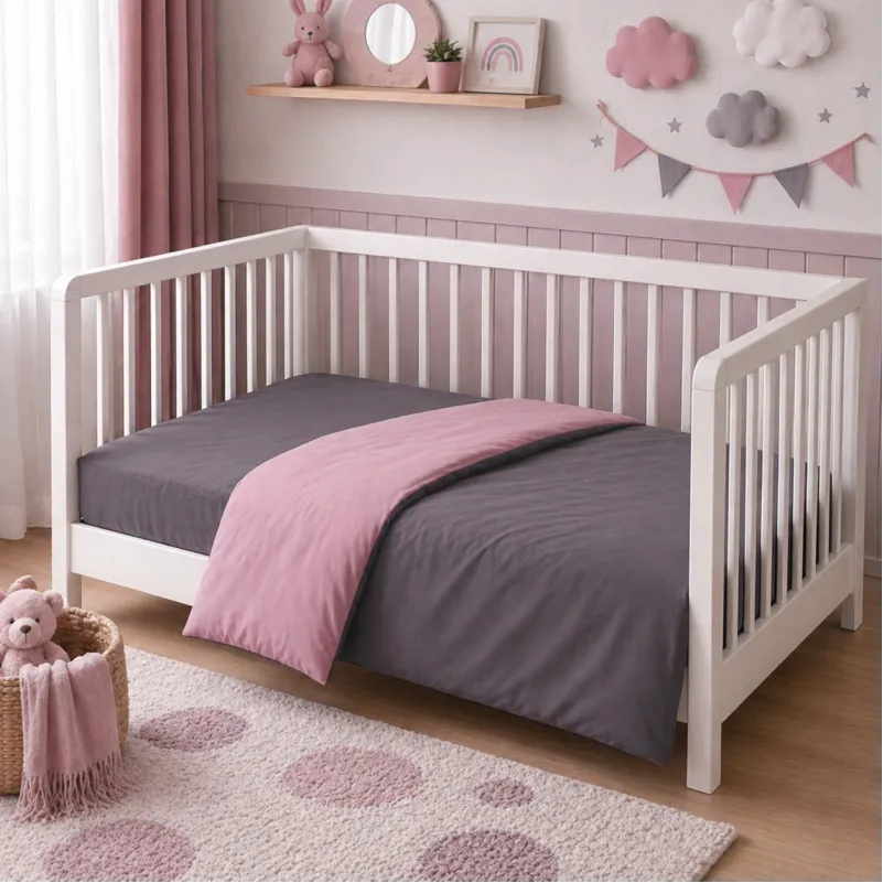 Комплект постельного белья BABY Фланель 001-008 Ash grey/Pink - 4