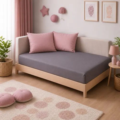 Комплект постельного белья JUNIOR Фланель 001-008 Ash grey/Pink - 5