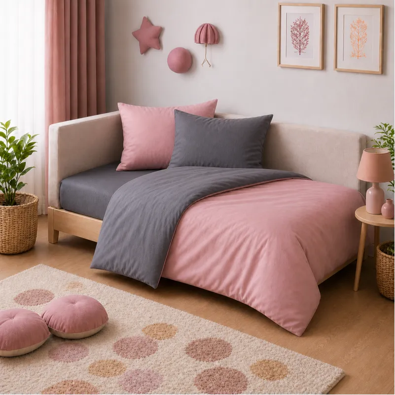 Комплект постельного белья JUNIOR Фланель 001-008 Ash grey/Pink