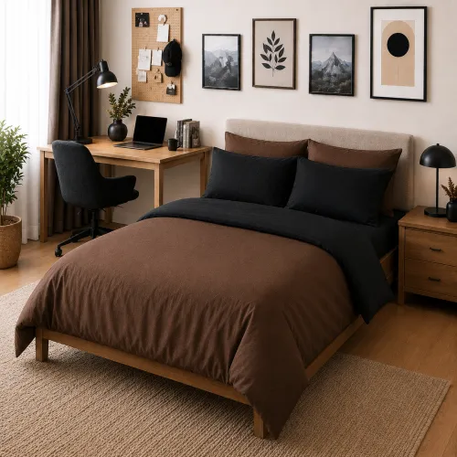 Комплект постельного белья TEENAGER Фланель 002-003 Black/Brown - 1