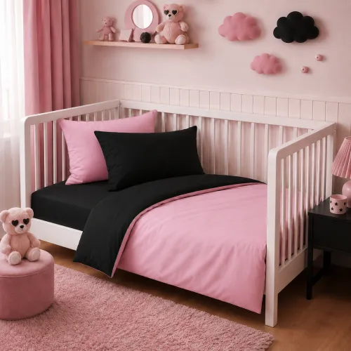 Комплект постельного белья BABY Фланель 002-008 Black/Pink - 1
