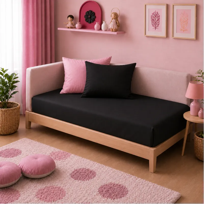 Комплект постільної білизни Фланель JUNIOR Фланель 002-008 Black/Pink - 4