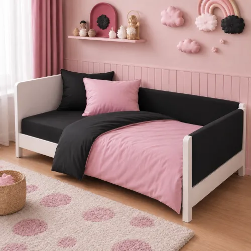 Комплект постельного белья  LITTLE KIDS Фланель 002-008 Black/Pink - 1