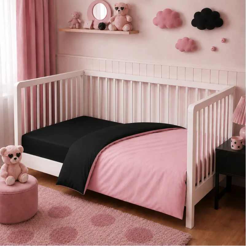 Комплект постільної білизни Фланель BABY Фланель 002-008 Black/Pink Фото - 7