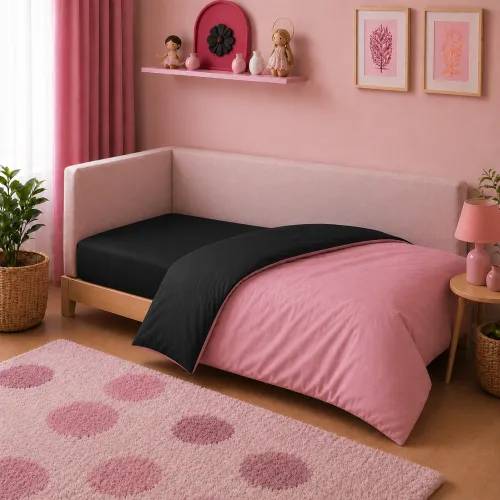 Комплект постільної білизни Фланель TEENAGER Фланель 002-008 Black/Pink - 5